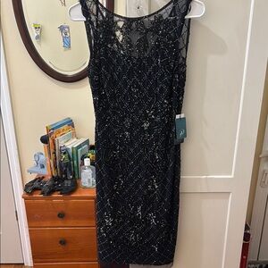 Elegant Navy Blue Sequin Dress